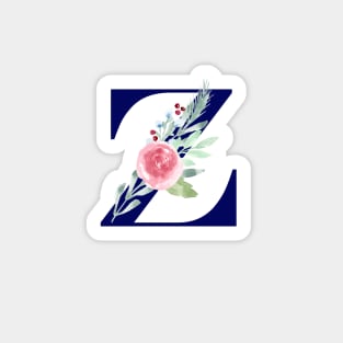 Watercolor Floral Letter Z in Navy Sticker